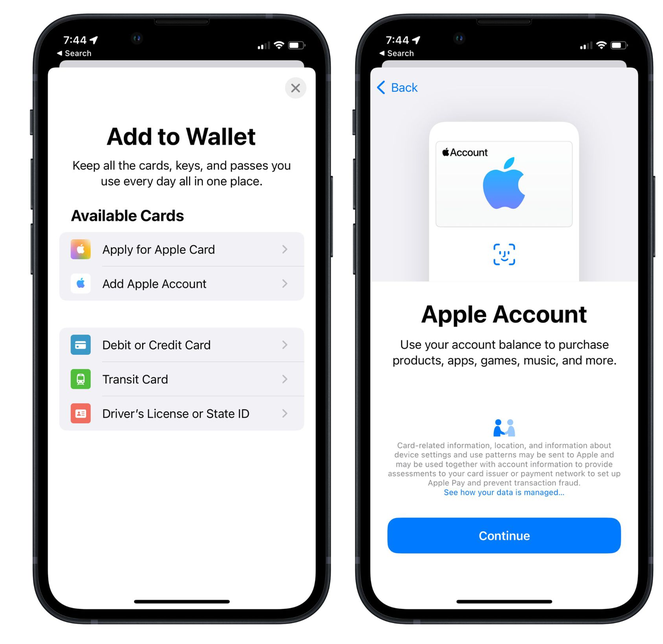 大邑苹果手机维修分享iOS 15.5钱包App如何添加 Apple 账户 